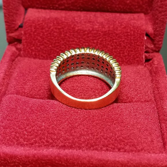 (SOLD) 14K Two-tone Diamond Paved Ring, Size 4.75 - Picture 8 of 9